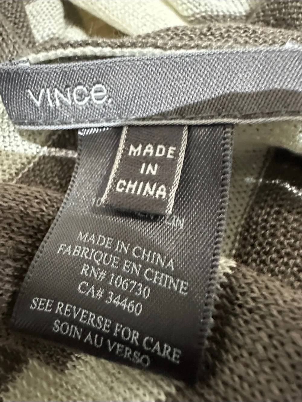 Vince Infinity Cream and Gray (Taupe) Striped Lightweight Wrap Scarf